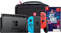 Foto van Nintendo switch rood/blauw + just dance 2023 + big ben travel case