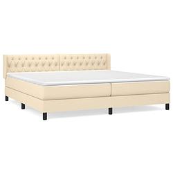 Foto van The living store boxspringbed - x - bed - 203x203x78/88 cm - crème - pocketvering matras - middelharde ondersteuning -