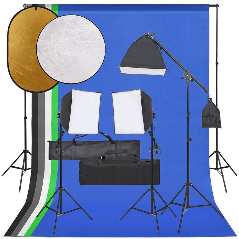 Foto van Vidaxl fotostudioset met verlichtingsset, achtergrond en reflector