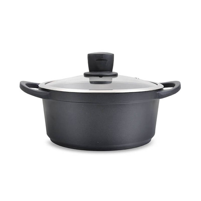 Foto van Maestro mr-4320 braadpan - zwart - met deksel - ø 20 cm - 2.7 l