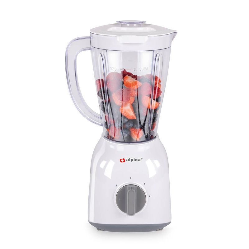 Foto van Alpina blender - 1,5 liter - 400 watt - turbofunctie - kunststof kan - wit