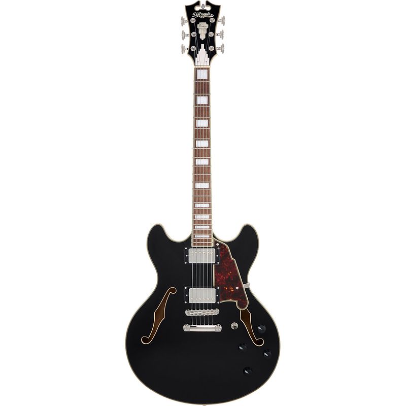 Foto van D'sangelico premier dc solid black semi-akoestische gitaar