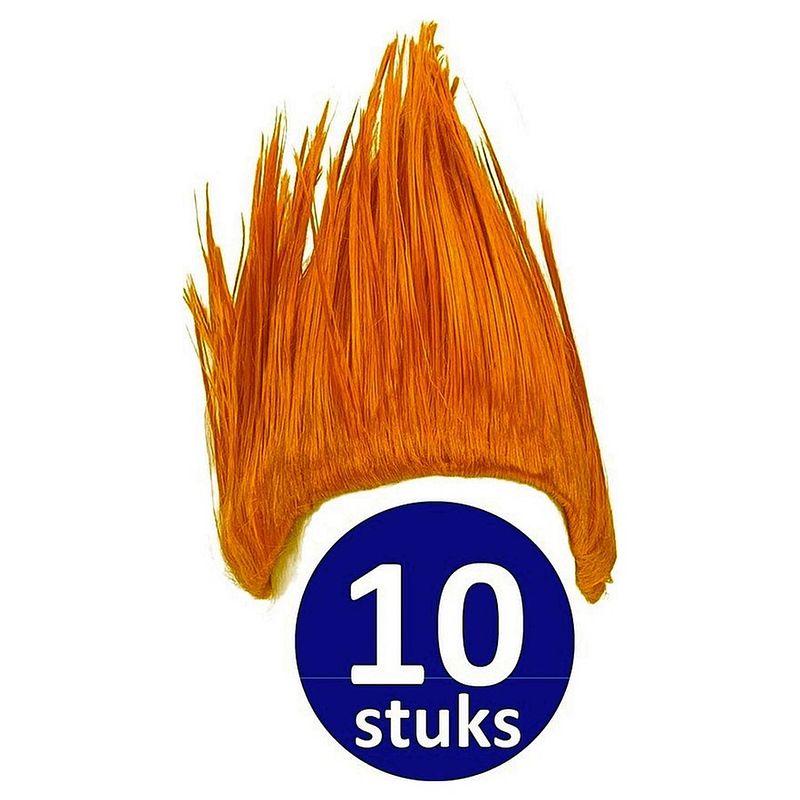 Foto van Oranje pruik 10 stuks oranje feestpruik ""punk"" feestartikelen oranje hoofddeksel feestkleding ek/wk voetbal