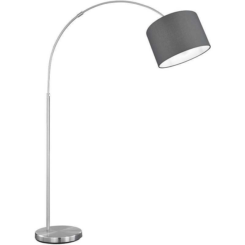 Foto van Led vloerlamp - trion hotia - e27 fitting - verstelbaar - rond - mat grijs - aluminium