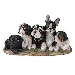 Foto van Clayre & eef decoratie beeld 33*12*17 cm zwart, wit kunststof honden