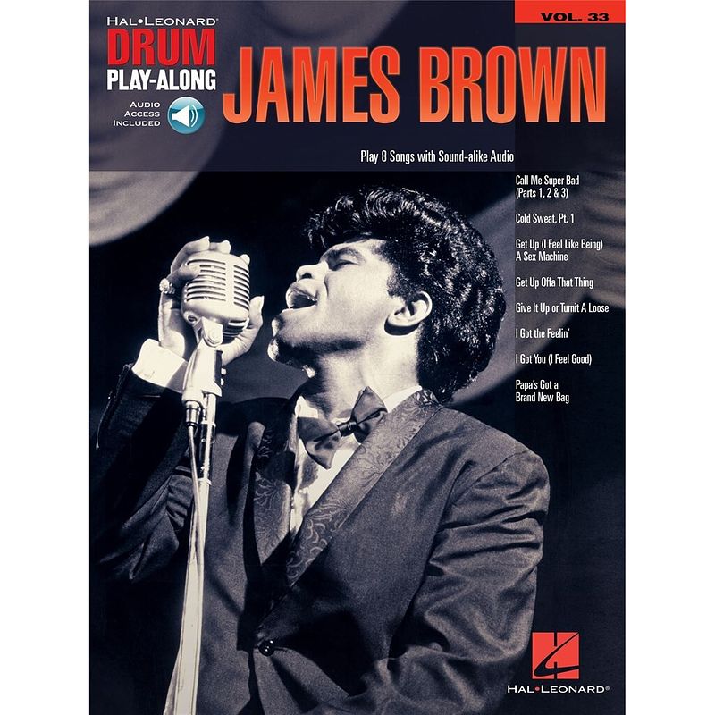 Foto van Hal leonard drum play-along james brown drumboek