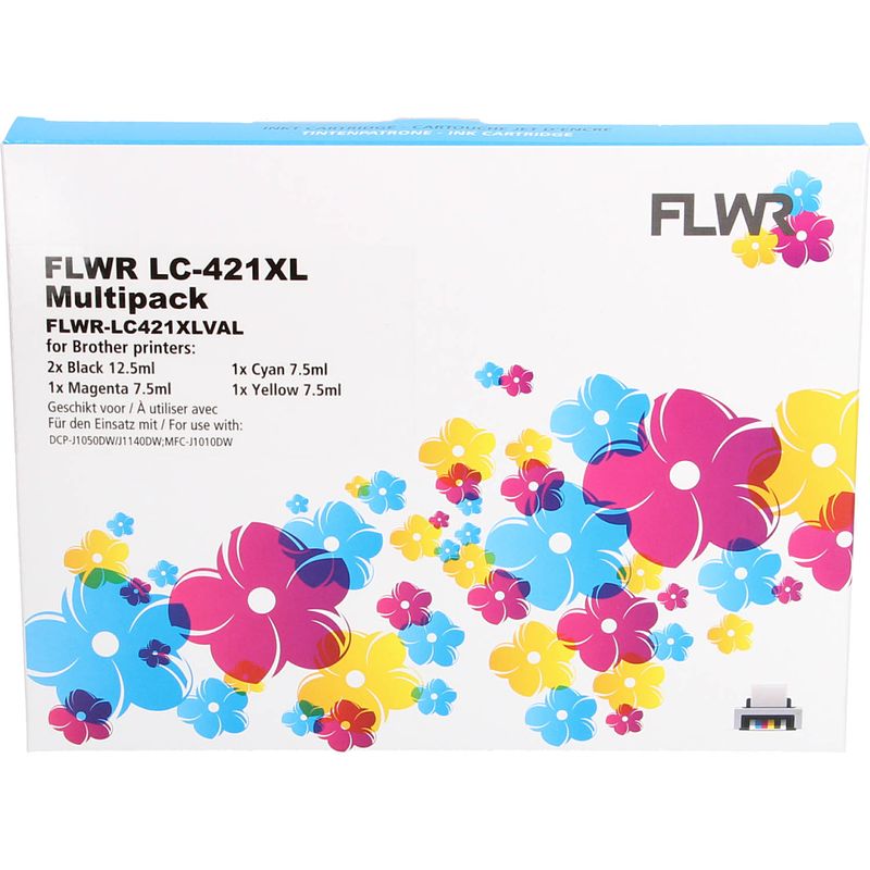 Foto van Flwr brother lc-421xl multipack zwart en kleur cartridge