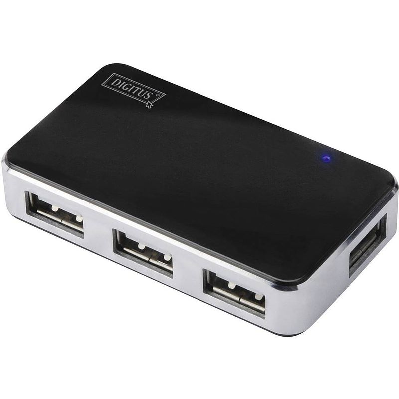 Foto van Digitus da-70220 4 poorten usb 2.0-hub zwart, zilver