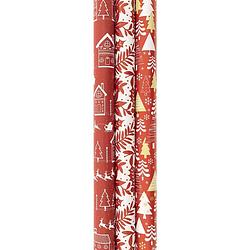 Foto van Assortiment rood luxe kerstpapier inpakpapier cadeaupapier - 200 x 70 cm - 3 rollen