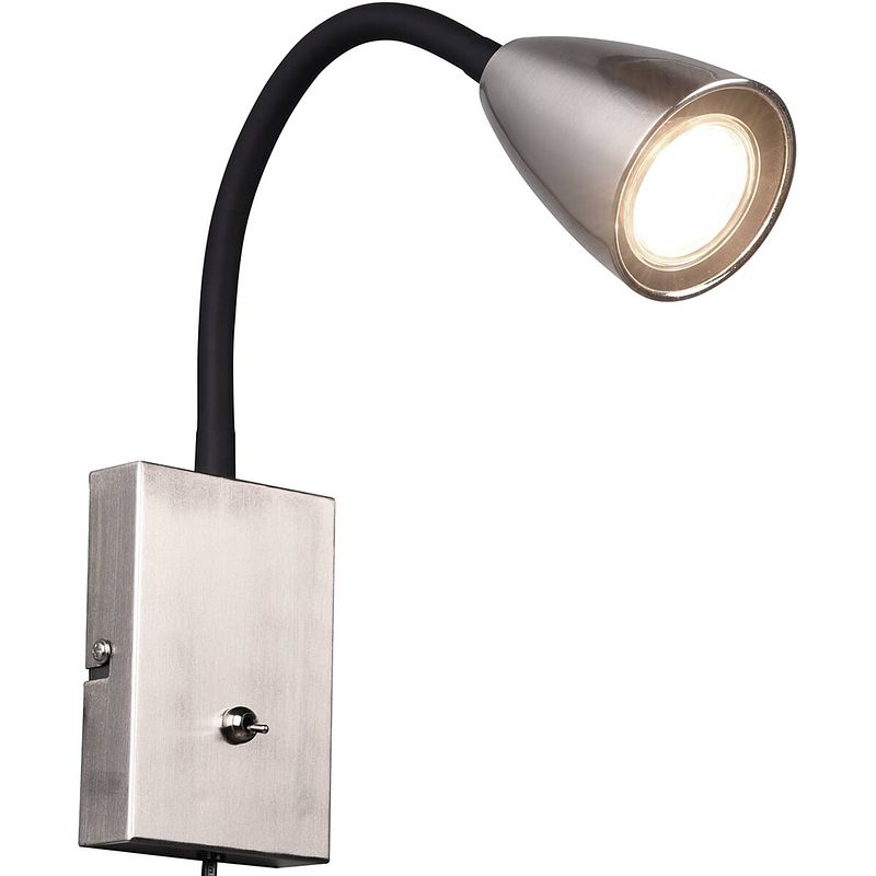 Foto van Led wandspot - wandverlichting - trion wolly - gu10 fitting - 1-lichts - rechthoek - mat nikkel - aluminium