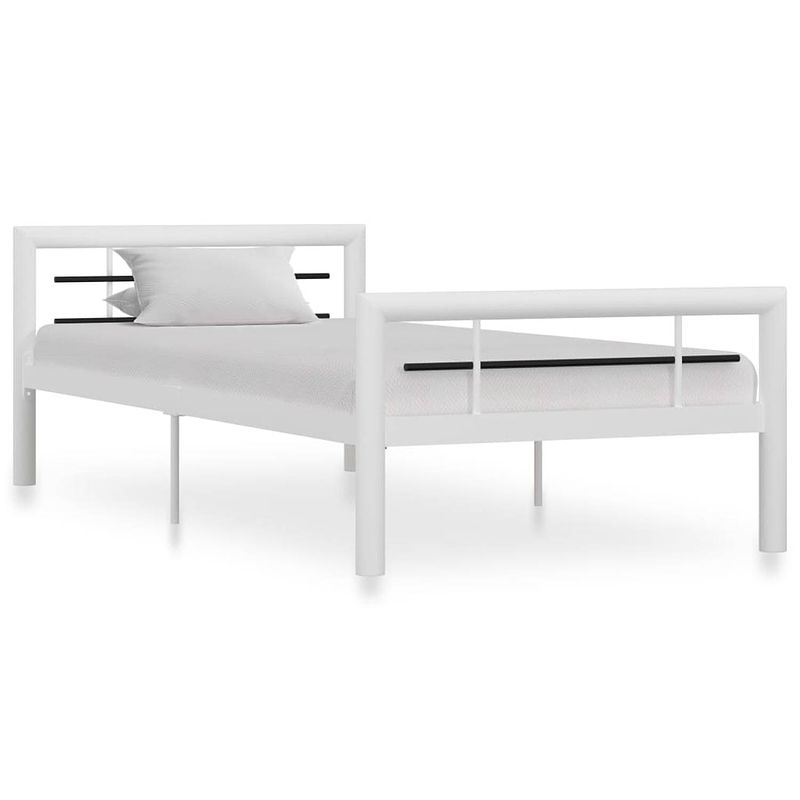 Foto van Vidaxl bedframe metaal wit en zwart 100x200 cm