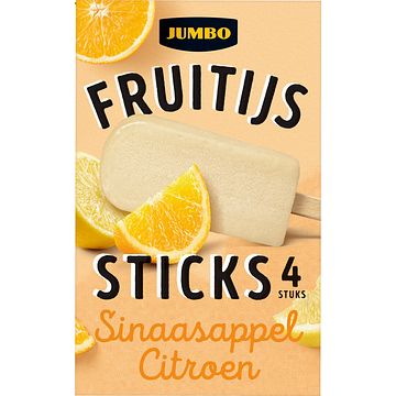 Foto van Jumbo fruitijs sticks sinaasappelcitroen 4 stuks