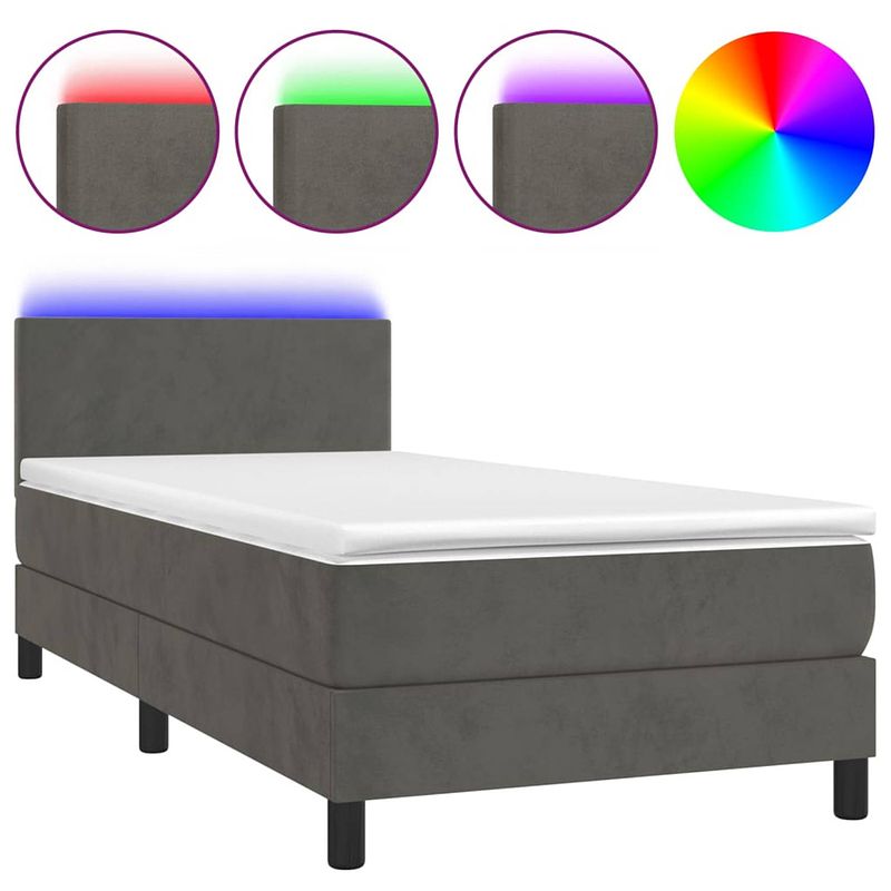 Foto van The living store boxspring bed - fluweel - 203x90x78/88 cm - led