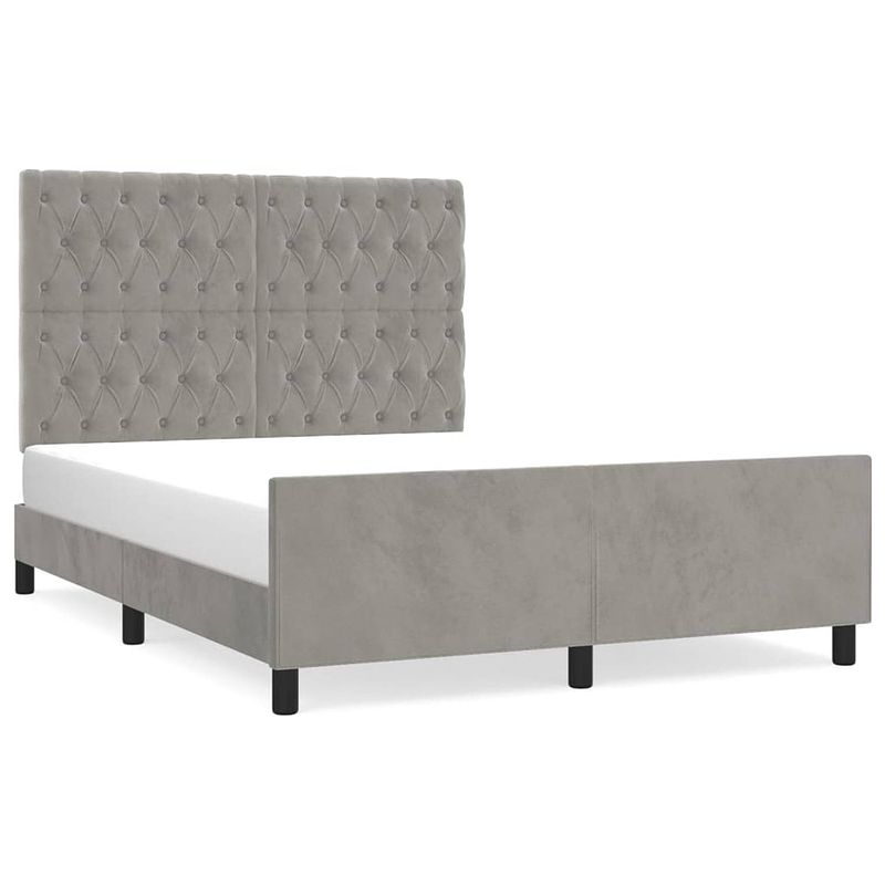 Foto van The living store bedframe the living store - comfort - bedframes - 193 x 146 x 118/128 cm - lichtgrijs fluweel