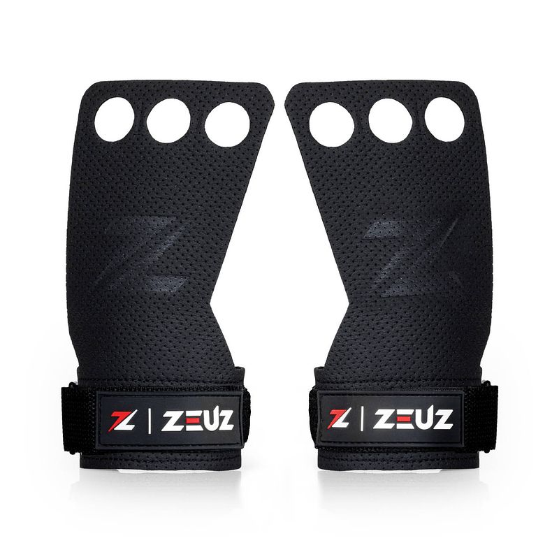 Foto van Zeuz® fitness & crossfit grips - sport handschoenen - turnen - gymnastics - zwart - maat l