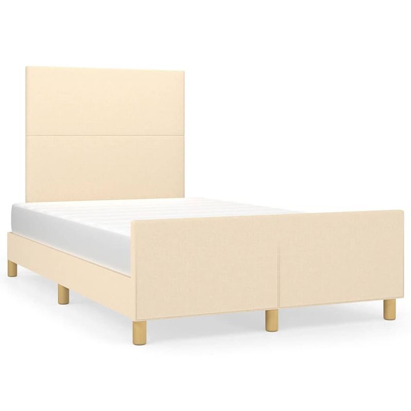 Foto van The living store bedframe - comfort - bedframes - afmeting- 203 x 126 x 118/128 cm - kleur- crème - materiaal- stof -