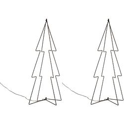 Foto van 2x stuks verlichte figuren 3d kerstbomen / lichtbomen 72 cm voor buiten - kerstverlichting figuur