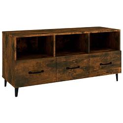 Foto van The living store tv-meubel gerookt eiken - 102 x 35 x 50 cm - bewerkt hout en ijzer