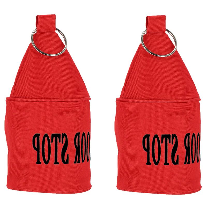 Foto van Esschert deurstopper neon - 2x - 2,5 kg - canvas - rood - 13 x 13 x 28.5 cm - deurstoppers