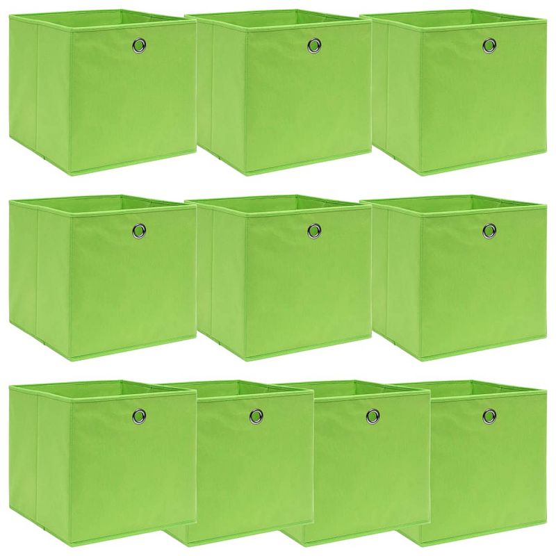 Foto van Vidaxl opbergboxen 10 st 32x32x32 cm stof groen