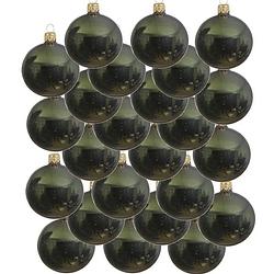 Foto van 24x glazen kerstballen glans donkergroen 8 cm kerstboom versiering/decoratie - kerstbal