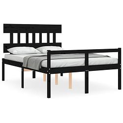 Foto van The living store bed grenenhout - zwart - 205.5 x 125.5 x 81 cm - geschikt voor 120 x 200 cm matras