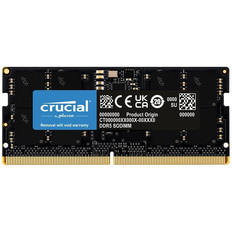 Foto van Crucial ct16g48c40s5 werkgeheugenmodule voor laptop ddr5 16 gb 1 x 16 gb 4800 mhz 262-pins so-dimm cl40 ct16g48c40s5