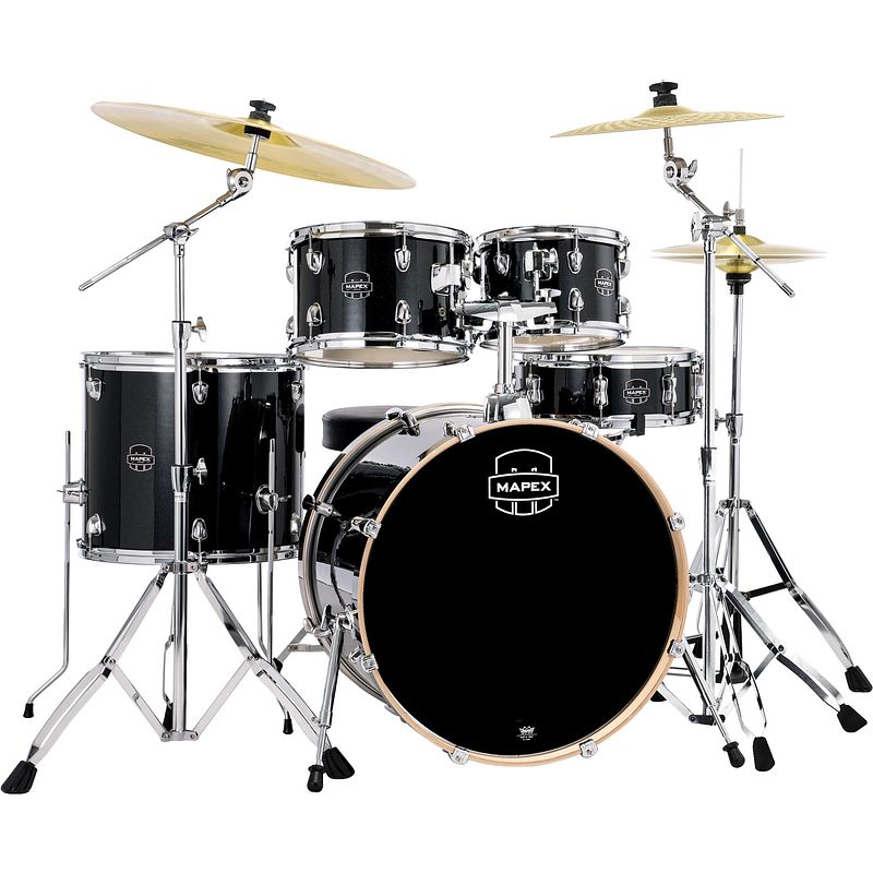 Foto van Mapex mxve5295ftzvh venus stage black galaxy sparkle drumstel inclusief bekkens