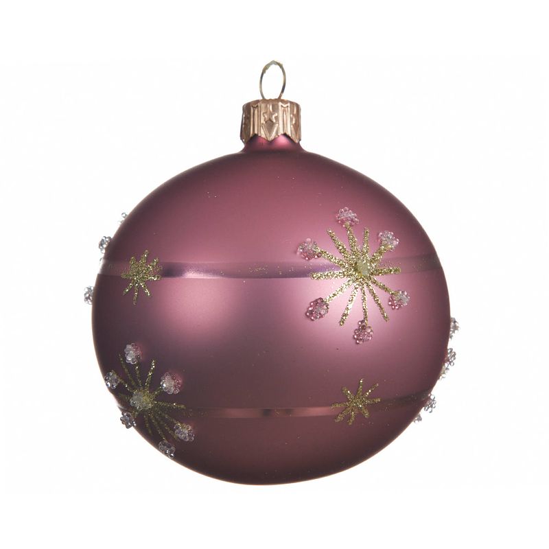 Foto van Kerstbal glas lijn d8 cm v.roze