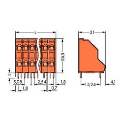 Foto van Wago 736-415 dubbel niveau klem 2.50 mm² aantal polen 30 oranje 21 stuk(s)