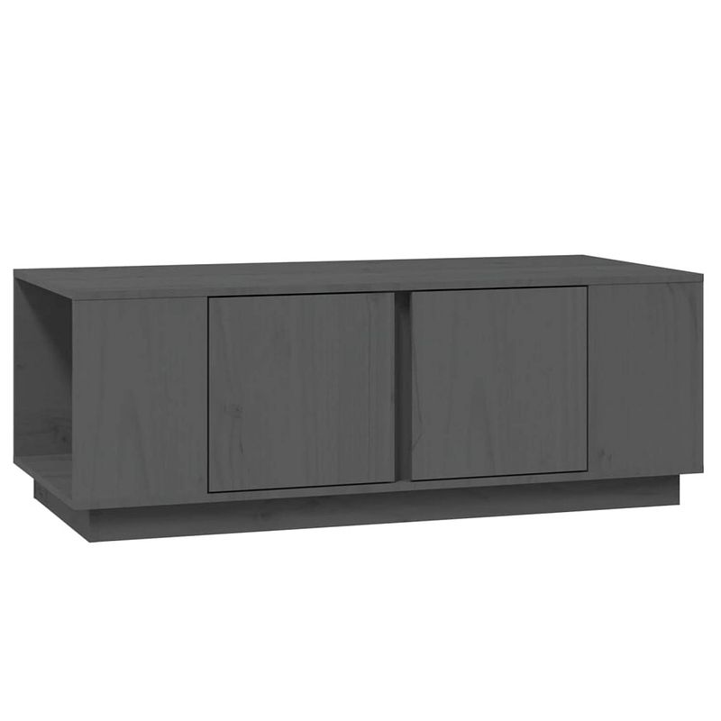 Foto van The living store salontafel 110x50x40 cm massief grenenhout grijs - tafel