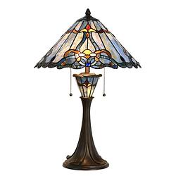 Foto van Lumilamp tiffany tafellamp ø 40x61 cm blauw glas tiffany bureaulamp blauw tiffany bureaulamp