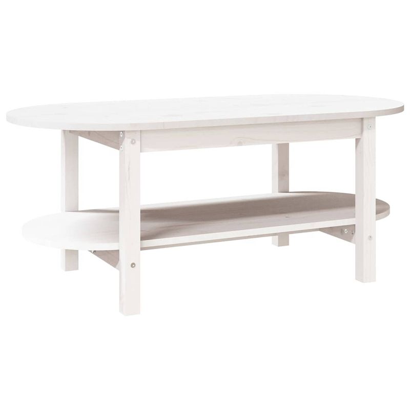 Foto van The living store salontafel 110x55x45 cm massief grenenhout wit - tafel