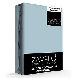 Foto van Zavelo hoeslaken katoen strijkvrij blauw-lits-jumeaux (180x200 cm)