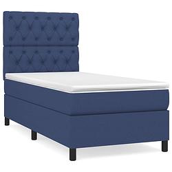 Foto van The living store boxspringbed - comfort - bed - 203 x 83 x 118/128 cm - blauw - stof (100% polyester)