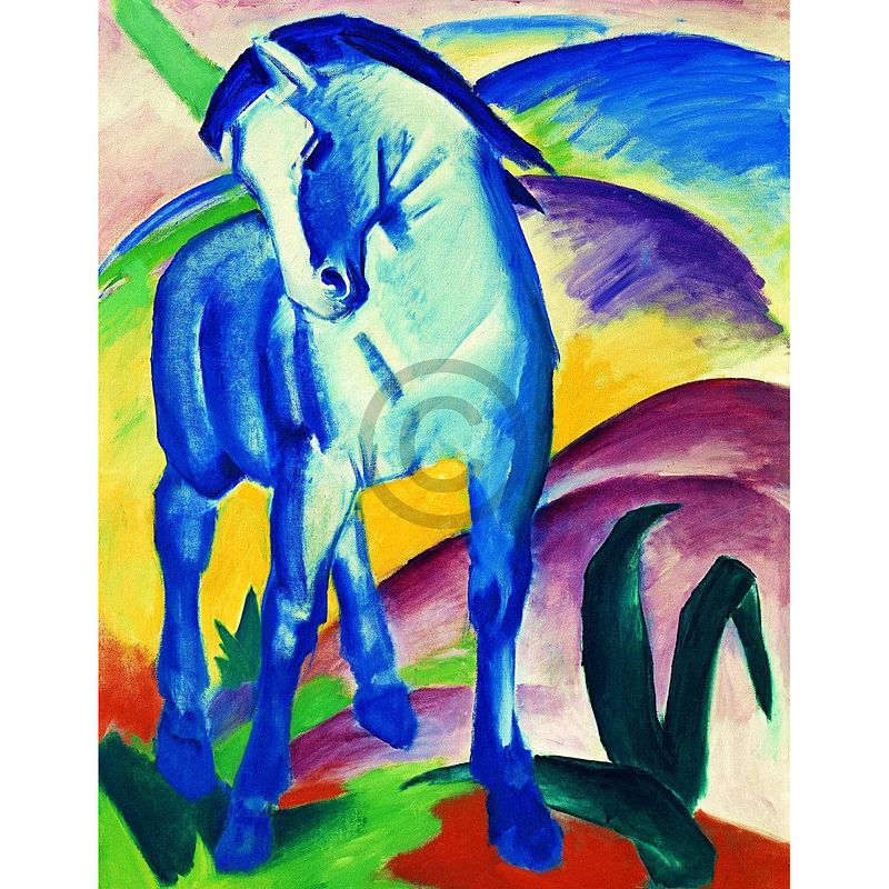 Foto van Franz marc - blaues pferd i kunstdruk 70x90cm