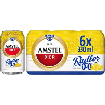 Foto van Amstel radler citroen 0.0 bier blik 6 x 330ml bij jumbo