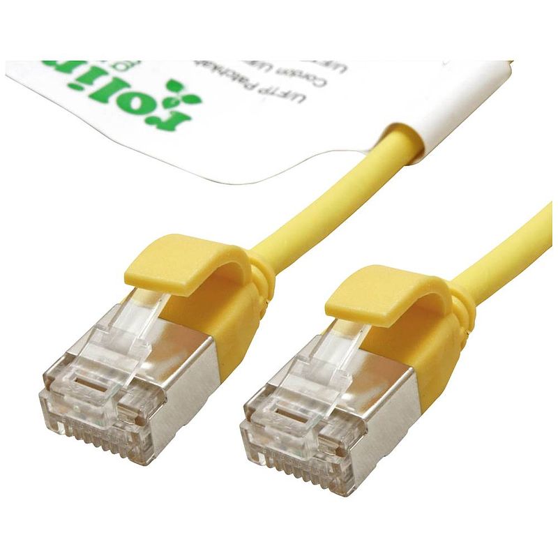 Foto van Roline green 21443322 rj45 netwerkkabel, patchkabel cat 6a u/ftp 0.50 m geel 1 stuk(s)