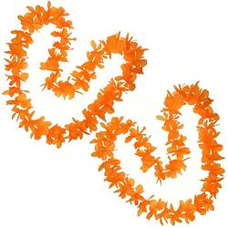 Foto van Pakket van 3x stuks oranje hawaii krans slingers - oranje supporter feestartikelen
