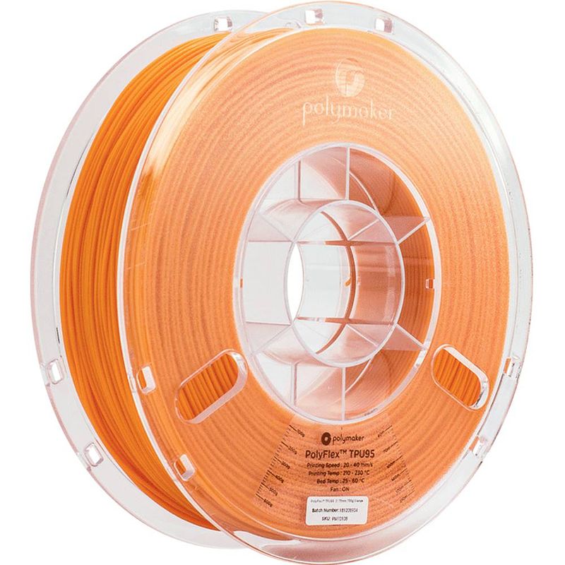 Foto van Polymaker pd01006 polyflex tpu-95a filament tpu flexibel 1.75 mm 750 g oranje 1 stuk(s)