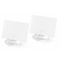 Foto van Naamkaartjes houders diamant vorm - set van 4x - voor bruiloft tafelschikking - feestdecoratievoorwerp