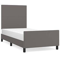 Foto van The living store bedframe - bedframes - 203 x 83 x 118/128 cm - grijs