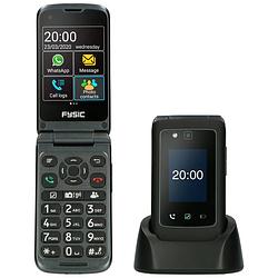 Foto van Eenvoudige mobiele klaptelefoon voor senioren met sos noodknop fysic f20 zwart-antraciet