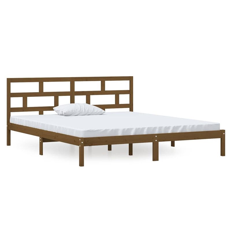 Foto van Vidaxl bedframe massief hout honingbruin 135x190 cm 4ft6 double