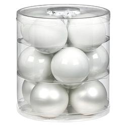 Foto van 24x stuks glazen kerstballen wit 8 cm glans en mat - kerstbal