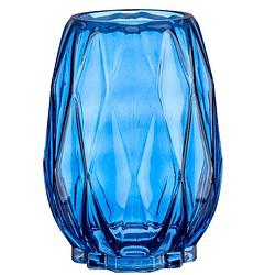 Foto van Bloemenvaas - luxe decoratie glas - blauw - 13 x 19 cm - vazen
