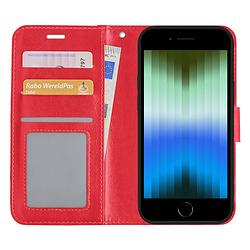 Foto van Basey hoes voor iphone se 2022 hoesje bookcase - hoes voor iphone se 2022 hoes flip case book cover - rood