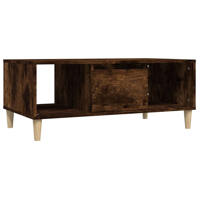 Foto van The living store salontafel - gerookt eiken - 90 x 50 x 36.5 cm - met opbergruimte - stevig tafelblad