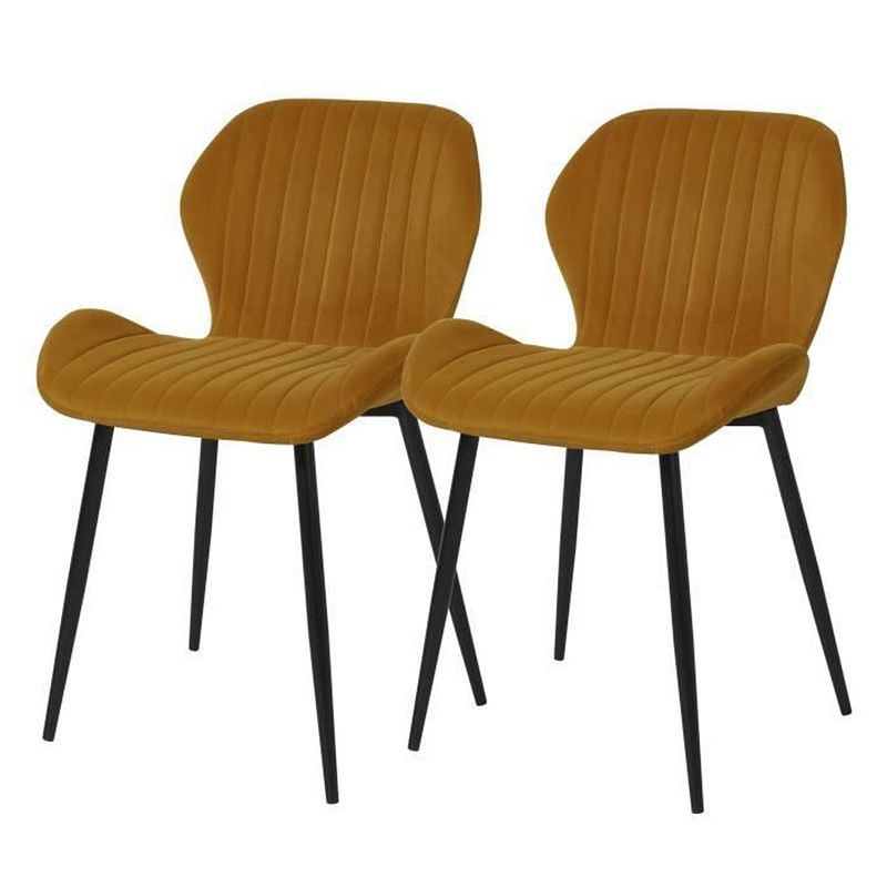 Foto van Porto set van 2 metalen stoelen - mosterd fluweel - l 50 x d 53 x h 81 cm