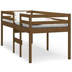 Foto van The living store hoogslaper massief grenenhout honingbruin 75x190 cm - bed